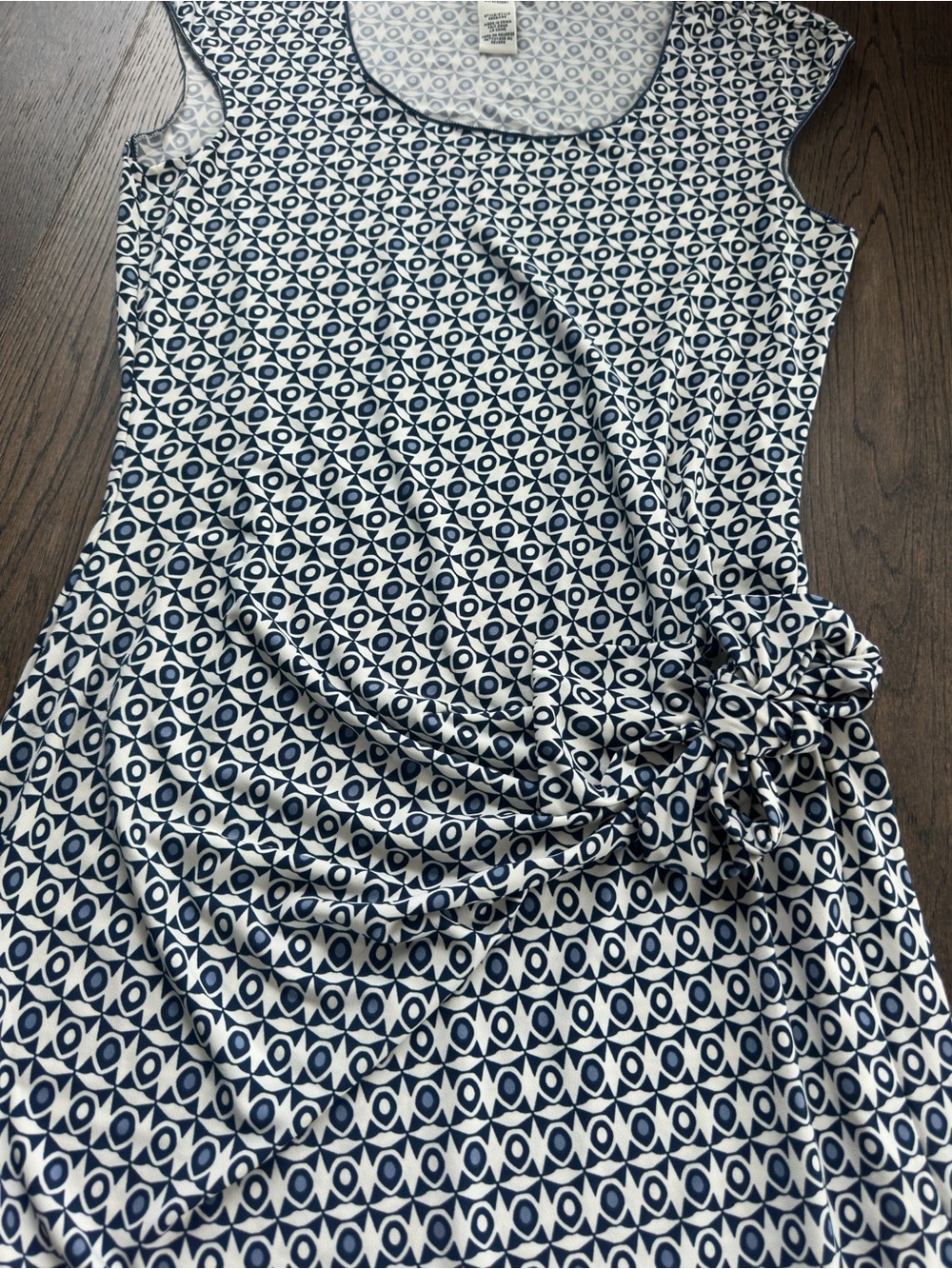 Max Studio Navy and White Printed Knot-Waist Midi Dress - Picture 2 of 5